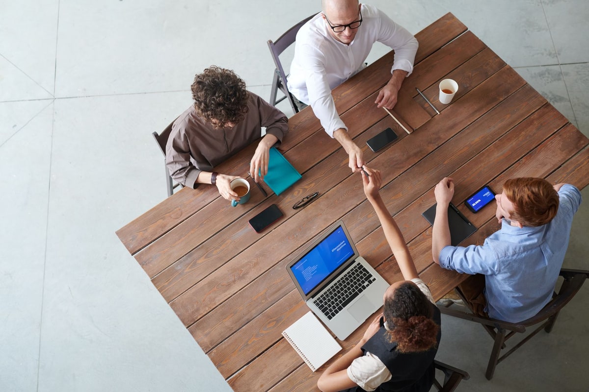 Small business team planning in an office meeting