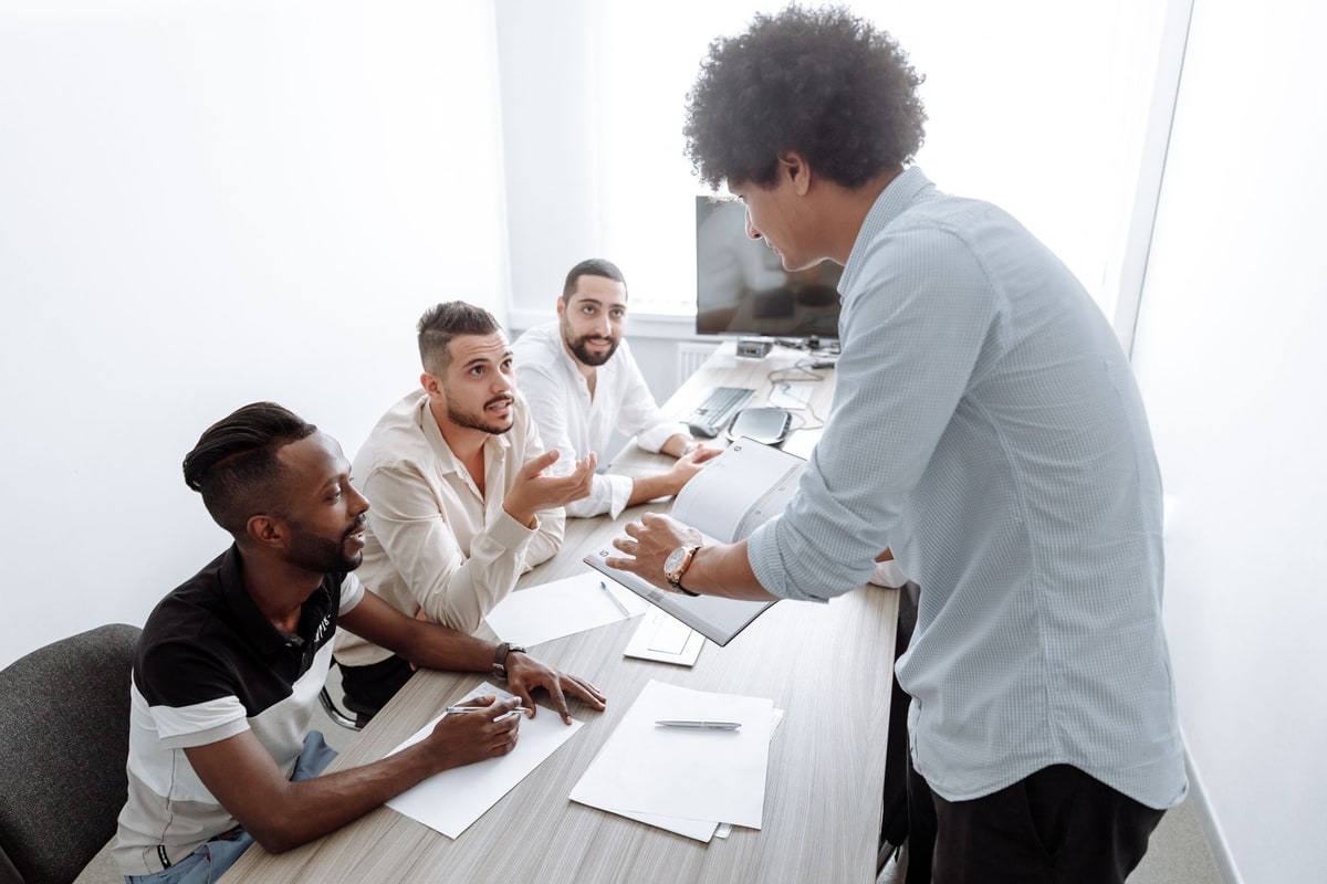 Small business team planning together in a meeting