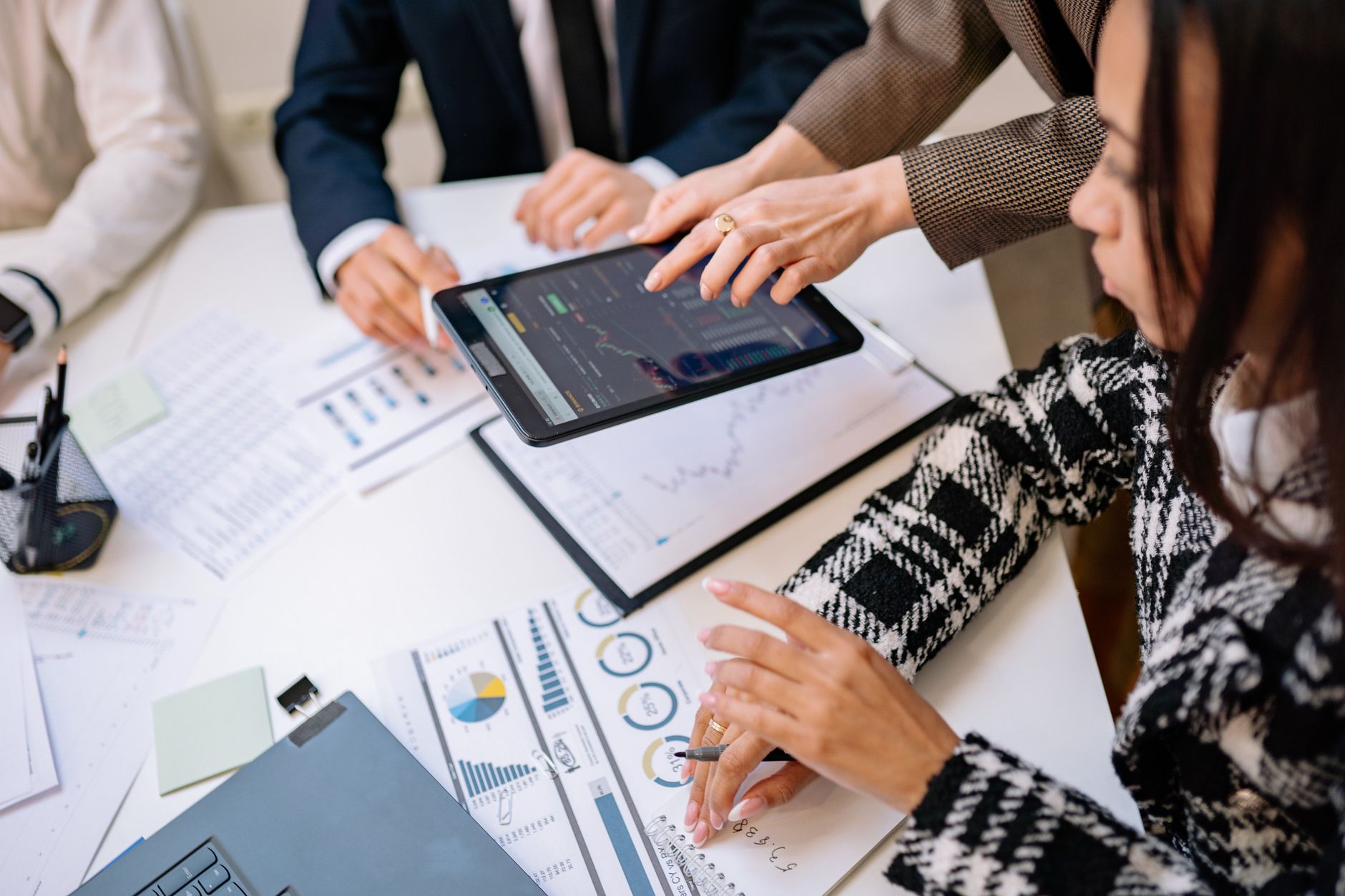 Automation consultant discussing project scope and pricing with a business client