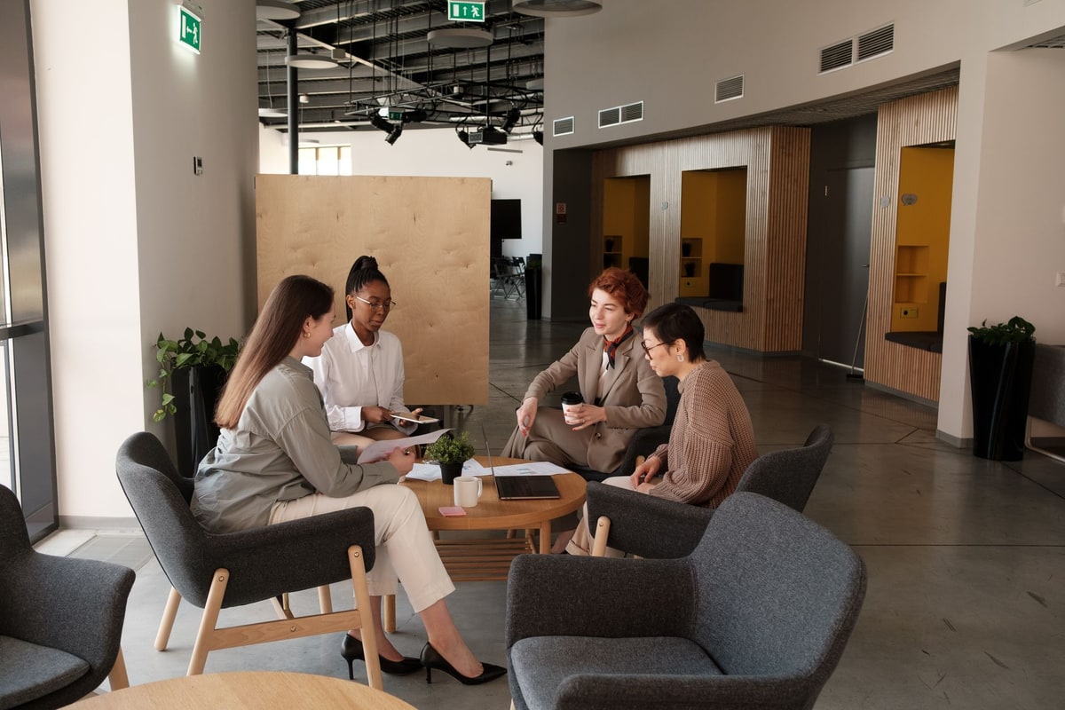 Sales team planning handoff rules in an office